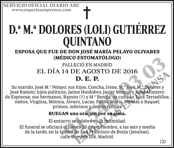 M.ª Dolores (Loli) Guitérrez Quintano